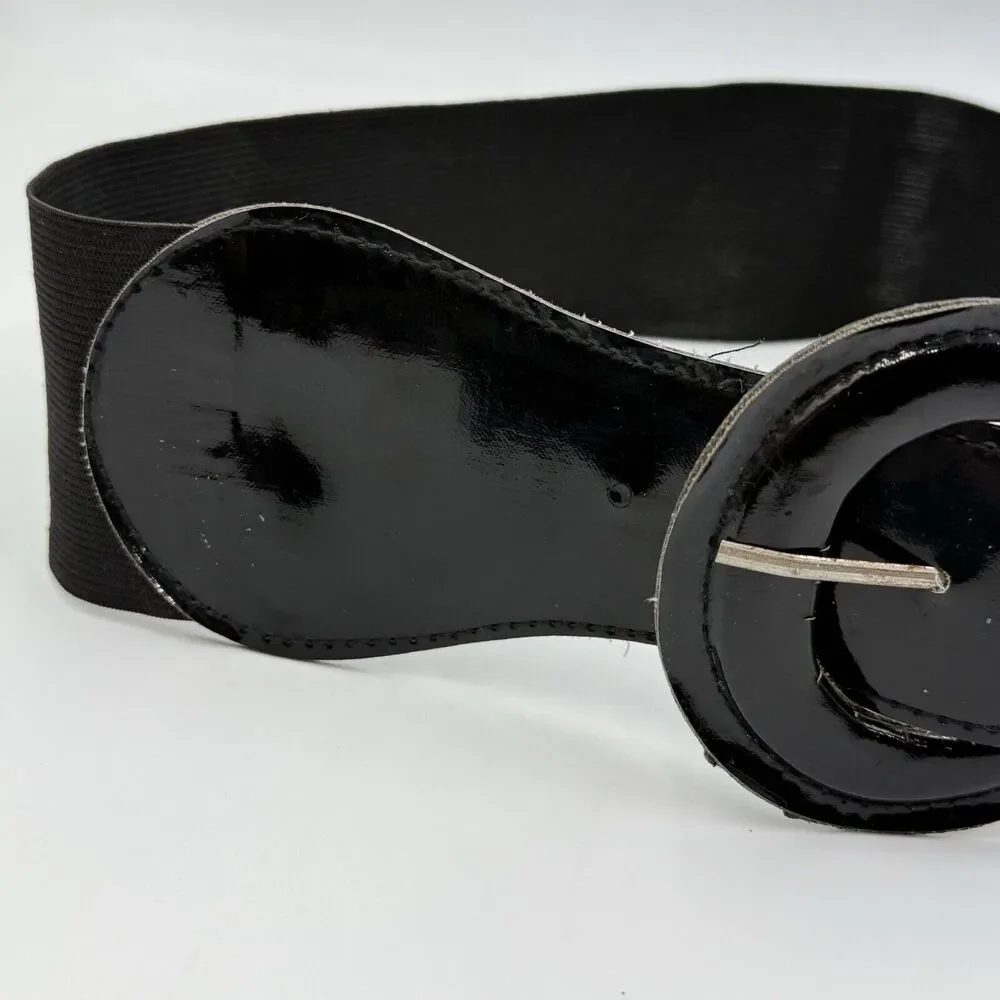 PU Patent Leather Wide Waist Corset Belt Elastic Dress Waist Belt